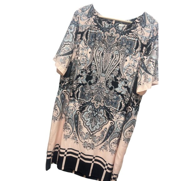 Chico's Pink and Black Paisley Plaid Short Shift Dress - Picture 2 of 9